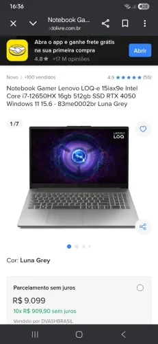 Notebook lenovo com 4050.