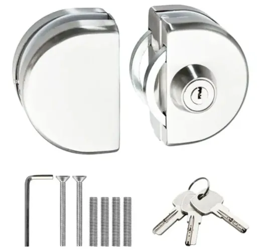 Fechadura para porta de vidro em Inox. Produto novo