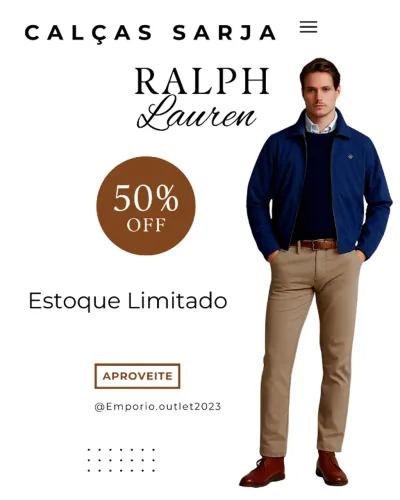 Calça de sarja masculina Ralph Lauren Importada