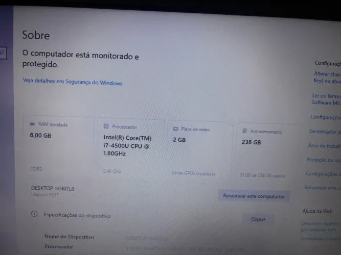 Notebook Dell Inspiron 5537