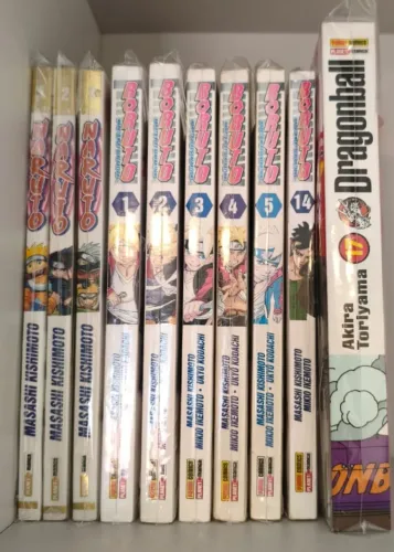 Boruto 1, 2, 3, 4 e 5 e 14, Naruto Gold 1, 2 e 3 e Dragon Ball Edição Definitiva 17