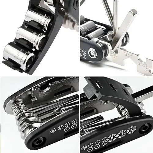 Chave Premium Multiuso Dobrável 16 Em 1, Aço Inoxidável, Compacta, Para Bicicleta,