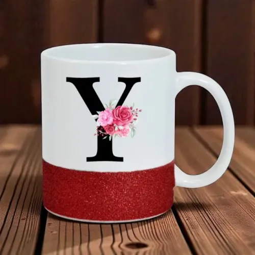 Caneca Base Glitter Vermelha Porcelana Personalizada