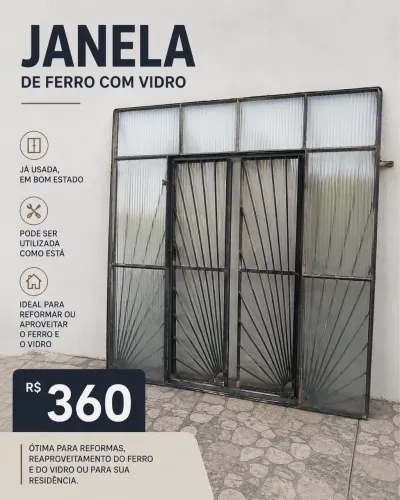 JANELA DE FERRO COM VIDRO