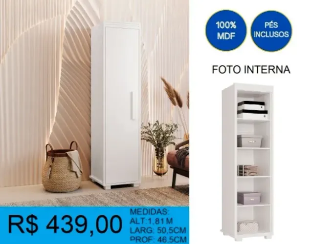 Multi uso 100% MDF com pés - Entrega e montagem gratis