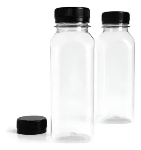 Garrafa pet cristal 300 ml com tampa e lacre 100 unidades