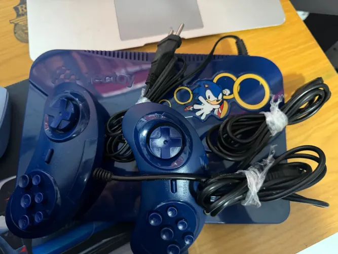 Console Tectoy Sonic Azul com 2 Controles - Videogame Retrô