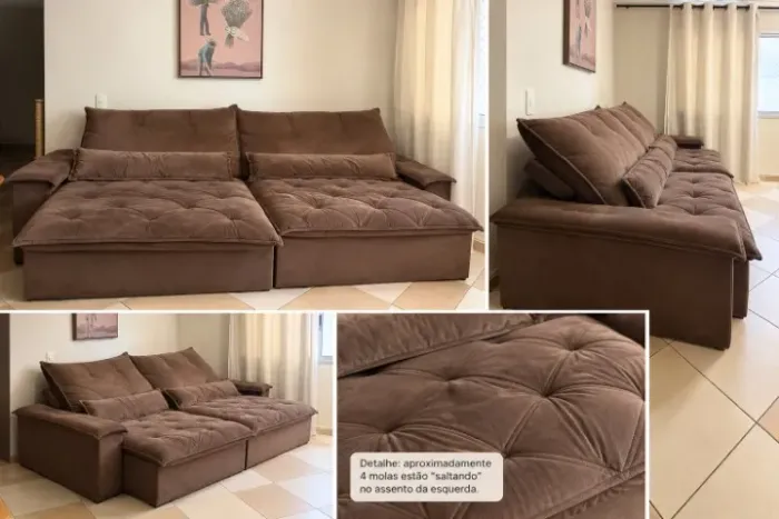 Sofá Retrátil Reclinável 4 Lugares Suede (Usado) 3m