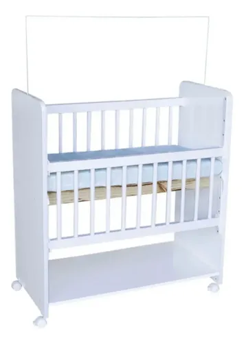 Berço Infantil branco com rodinha