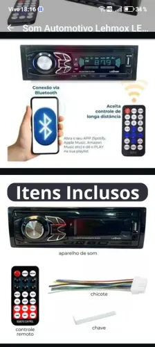 Radio automotivo lenox .. Produto lácrado
