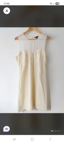 Vestido Seda Armani Exchange Creme G