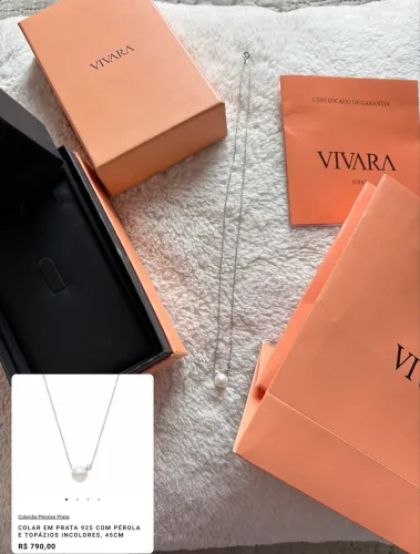 Colar Vivara em prata 925 com pérola e topázio