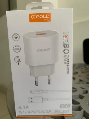 Carregador Turbo 4.0 USB 30w Para iPhone A'Gold CA31-6/IOS Fonte e Cabo *