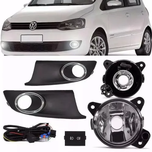 Kit Farol Milha Neblina Aro Cromado Fox 2010 2011 2012 2013