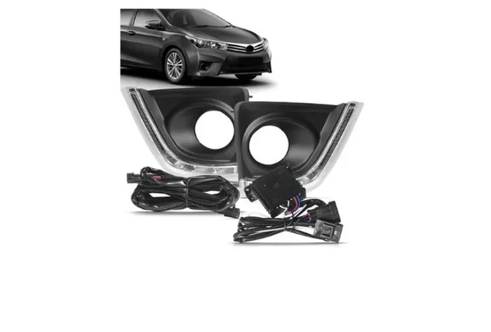 Kit Moldura Milha LED drl+ Seta ToyotaCorolla 2015 a 2017 