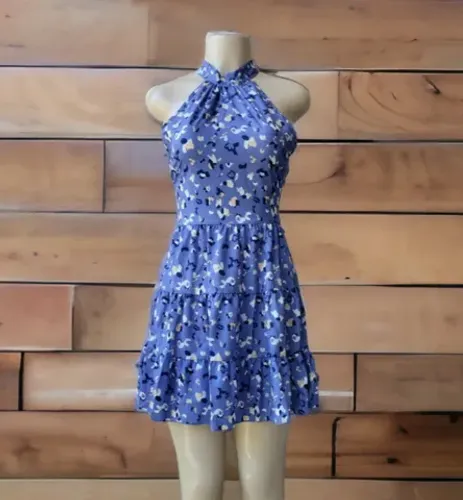 NOVO: Vestido em poliéster com amarração e zíper na lateral G