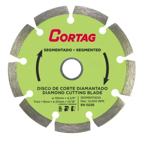 Disco de Corte Diamantado Segmentado Concreto para Esmerilhadeira 125mm x 22,2mm Cortag 