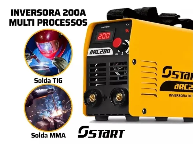 Maquina Profissional de Solda Inversora Elétrica Start 200A Ciclo 100% Mma Tig 220V