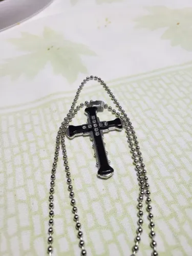 CORDÃO E CRUCIFIXO NEGRO /R$ 255,00 REAIS/0KM !!! / 100 % AÇO INOX /ORIGINAL / NOTA VENDA