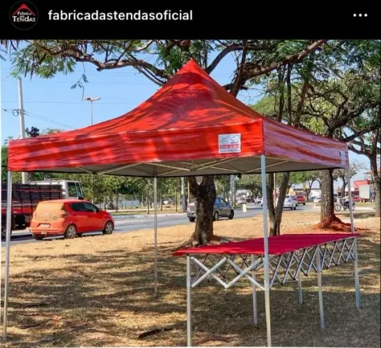 Tenda sanfonada 3x3 PVC + 1 balcão/banca/tripé + 1 esteira