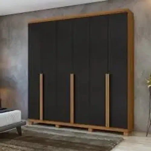 Guarda Roupa Casal 6 Portas Preto