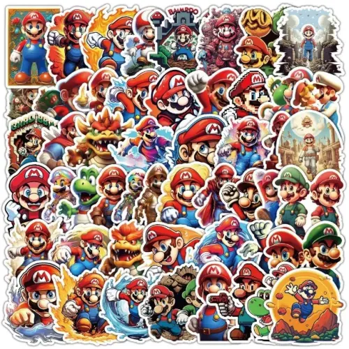 Kit 50 Adesivos de Super Mario Luigi Yoshi Princesa Peach Autocolantes Unidades Pcs Peças