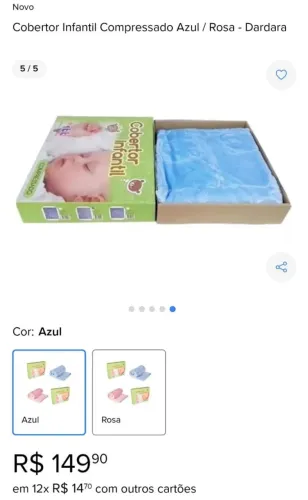 Cobertor Infantil Compressado Azul/Rosa Dardara