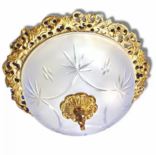 plafon em bronze com vidro lapidado fosco
