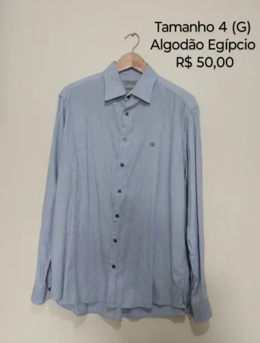 Camisa Social Masculina Manga Longa Algodão Egípcio
