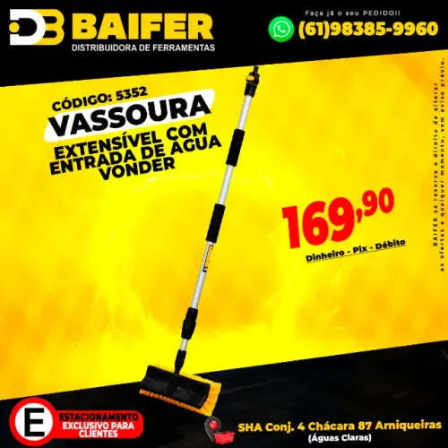 Vassoura Extensível Com Entrada de Água Vonder
