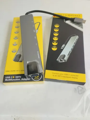 HUB USB C 8 in 1 com Hdmi , RJ45, USB 3.0, Leitor SD *entrego