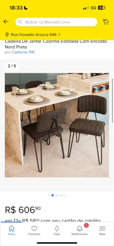Cadeira Estofada Com Encosto Nord Preto Vintage Luxo