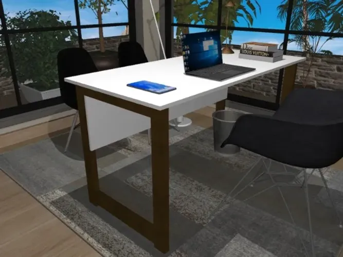 Mesa de Escritório Delluxe. Em Madeira Maciça: L100cm x P50cm x A74cm