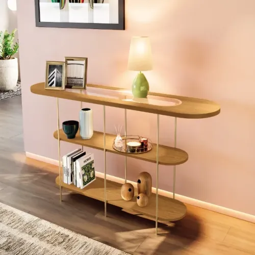  Aparador Sofisticado em 100% MDF com Pés em Aço Dourado
