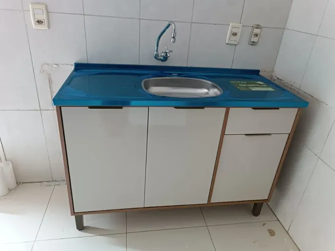 Pia de cozinha em aço inox com balcão 1.20m 