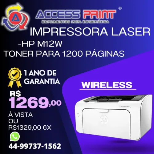 impressora laser hp wireless m12w 1 ano de garantia