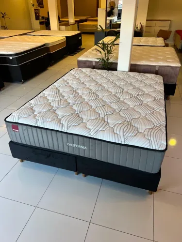 Cama Box Queen Size  - Base Box + Colchão MANNES CALIFÓRNIA Seminovo Top - ENTREGAMOS 