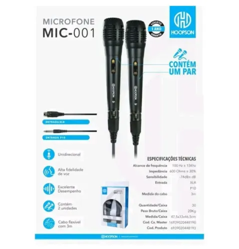 Microfone hoopson 2 Unidades 