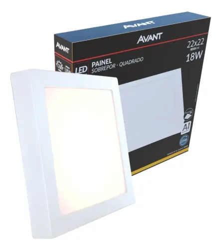 Kit 4x Painel Led Alumínio 18w 3000k Quadrado