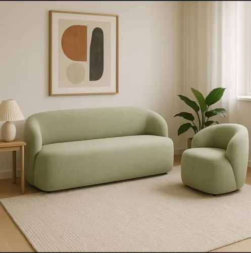 Conjunto Sofá 3 Lugares e Poltrona giratória