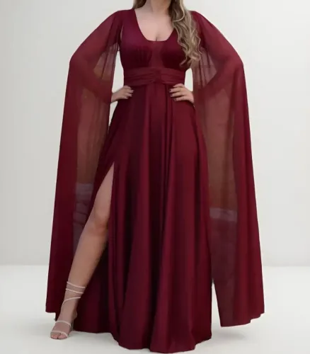 Vestido de festa Longo Marsala