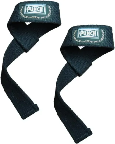 Punch Strap Musculação - Preto -10 Pares - 100% Algodão - Tala Lifting, Power Lifiting,