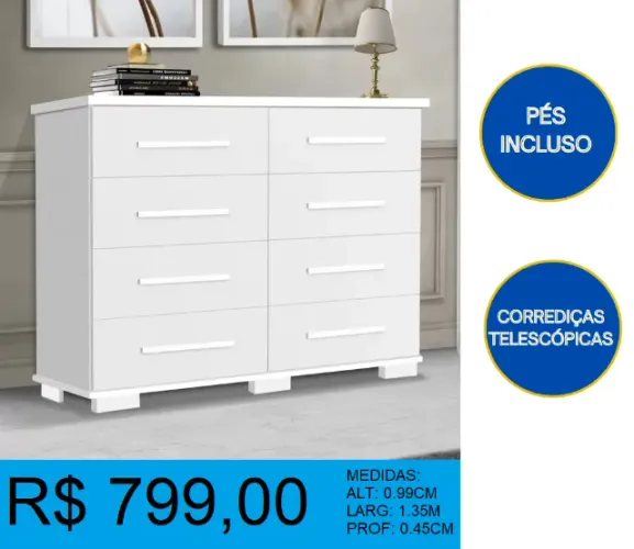 COMODA COM PÉS INCLUSOS- ENTREGA E MONTAGEM GRATUITA DENTRO DE SOROCABA E VOTORANTIM 