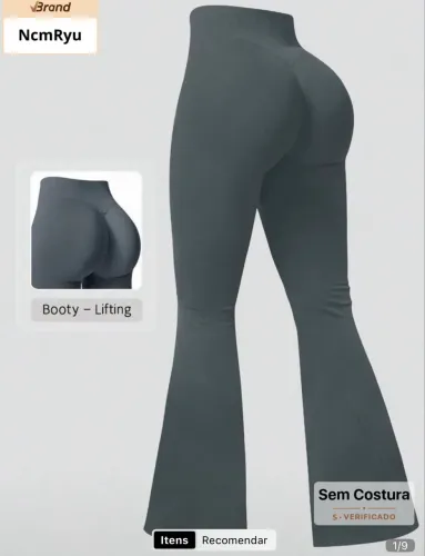 Legging de academia sem costura boca de sino