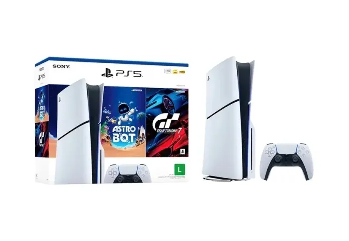 Console PlayStation 5 Slim Bundle Sony 1TB Branco com ASTRO BOT e Gran Turismo 7