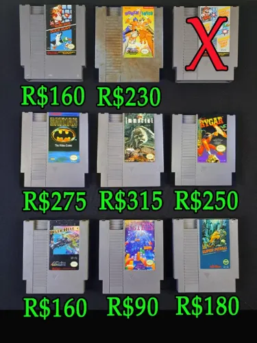 Jogos NES Originais Nintendo. Metroid, Metal Gear, Rygar, Tetris, Tyger Heli, Pitfall