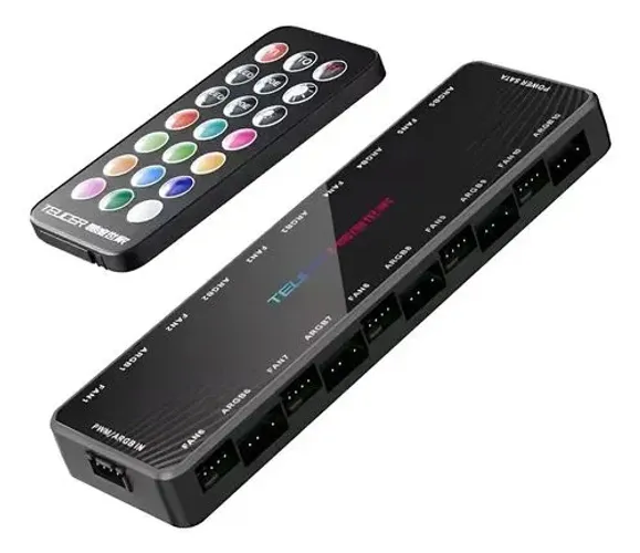 Controladora Teucer Argb Para 10 Fans Com Controle 5v