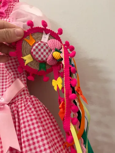 Vestido infantil São João 3 anos, com forro de algodão, acompanha acessório cabelo