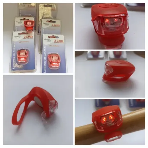 KIT 6 UNIDADES LANTERNA P/ BICICLETA- GOEASY LED ALERTA SEGURANÇA - C/2 LUZES LED VERMELHA