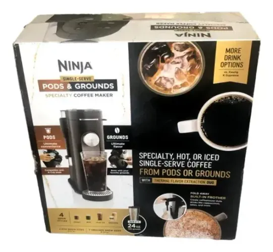 Cafeteira Ninja Pb051 De Dose Única Com 7 Tamanhos E Batedor Preto 127v